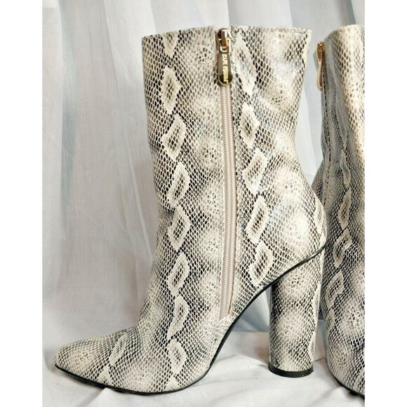 Cape Robbin Snake Reptile Print High Round Heel Shoes Booties Boots Women's 9M - Picture 2 of 13